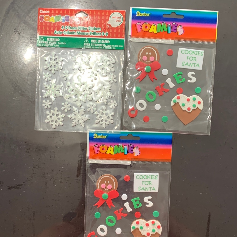Darice Foamies Christmas Cookie and Snowflake Sticker Set - Red, Green, White
